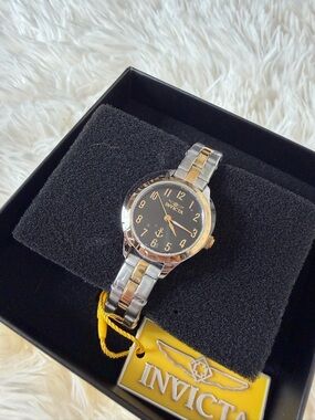 Watch Invicta Women Two-Tone Stainless Steel 24mm Black Dial Box 49997